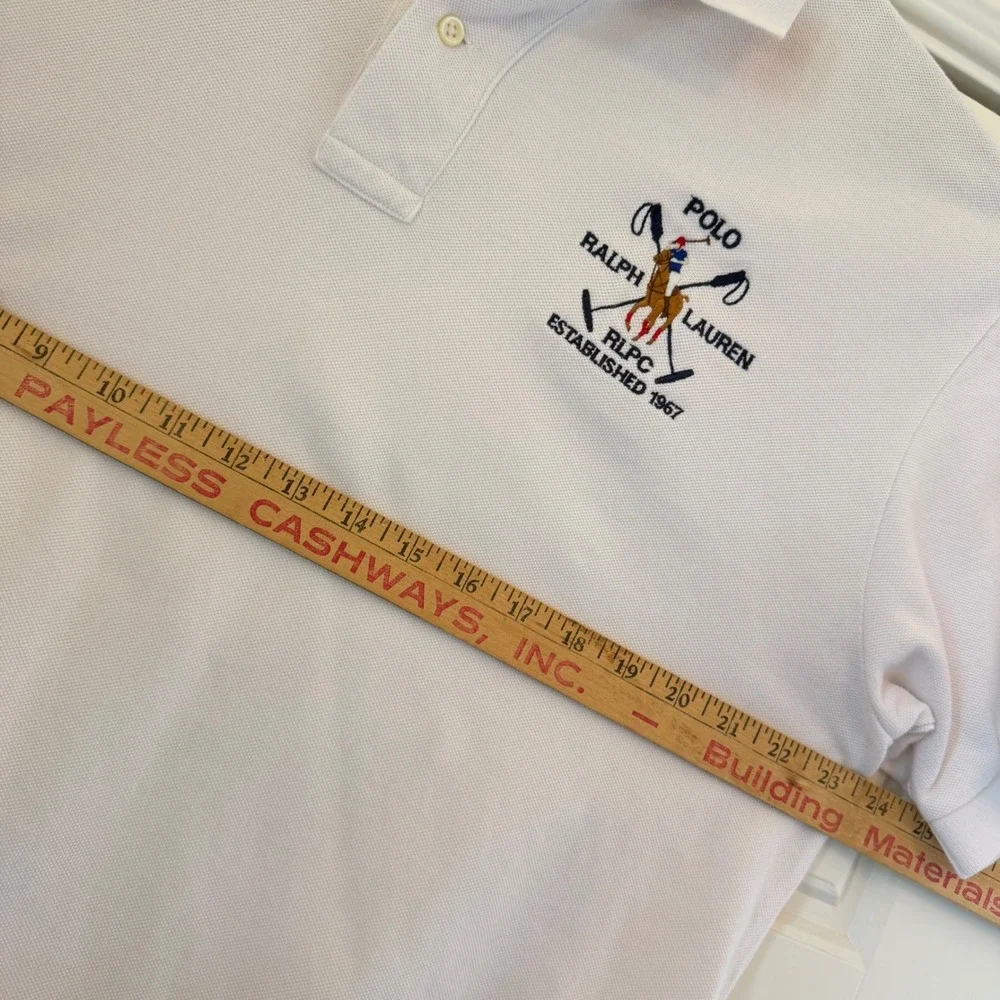 Polo Ralph Lauren Mens XL White Short Sleeve RLPC Crest Number 4 Polo Shirt